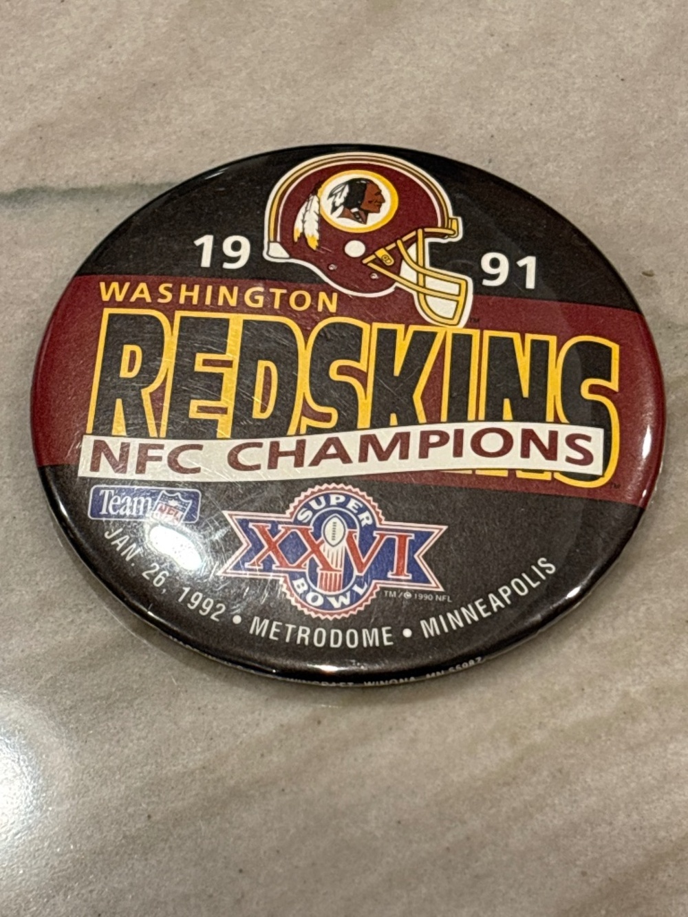 Washington Redskins NFC Champion 1991 button